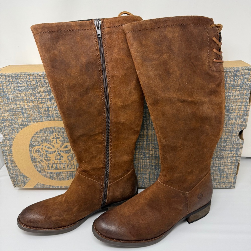 Born Hayden Rust Tobacco Distressed Leather Tall Boots BR0027026 Womens 7.5